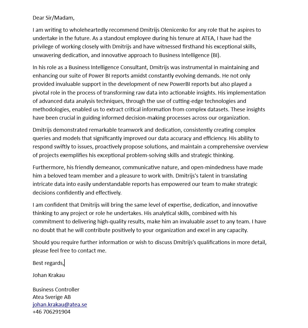 Recommendation letter 4